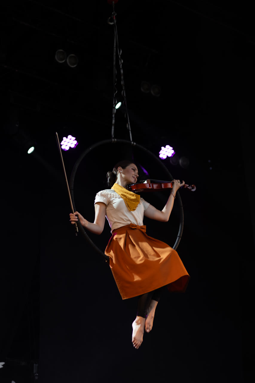 An aerial performer in motion